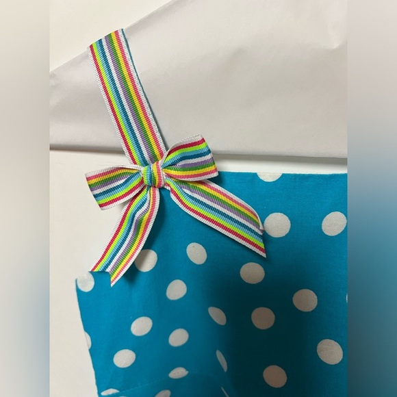 JESSICA ANN TURQUOISE SLEEVELESS DRESS WITH WHITE DOTS  SIZE 4 - Picture 4 of 7